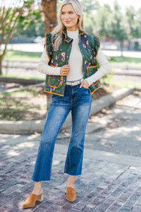 In The Best Way Olive Floral Vest