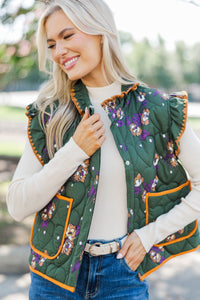 In The Best Way Olive Floral Vest