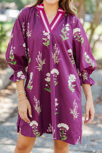Draped In Style Plum Floral Tunic Dress