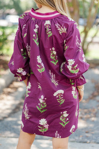 Draped In Style Plum Floral Tunic Dress
