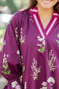 Draped In Style Plum Floral Tunic Dress