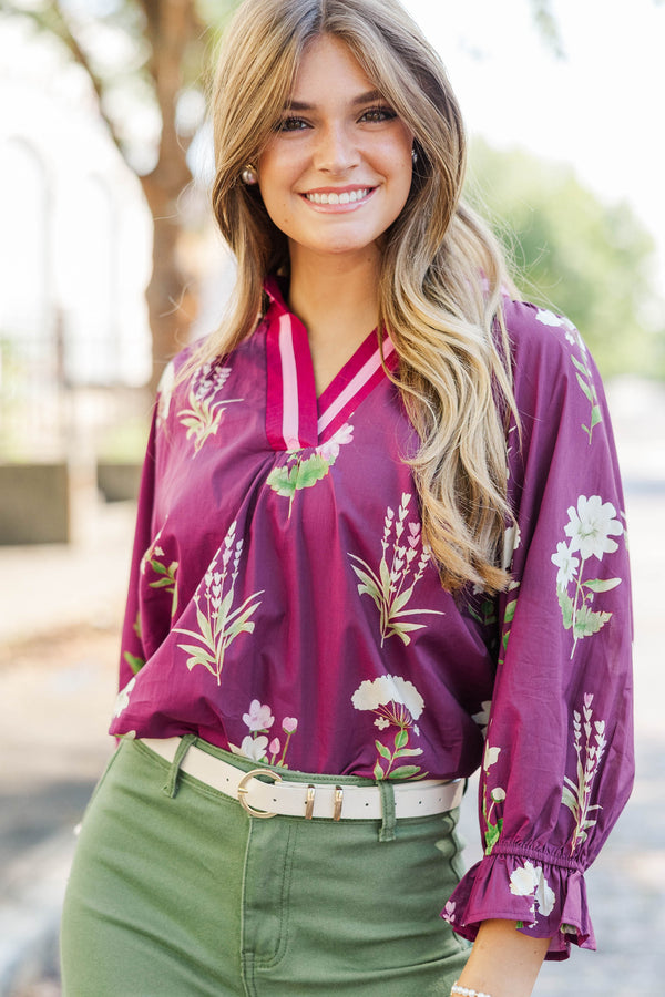 Promise Me This Plum Floral Blouse