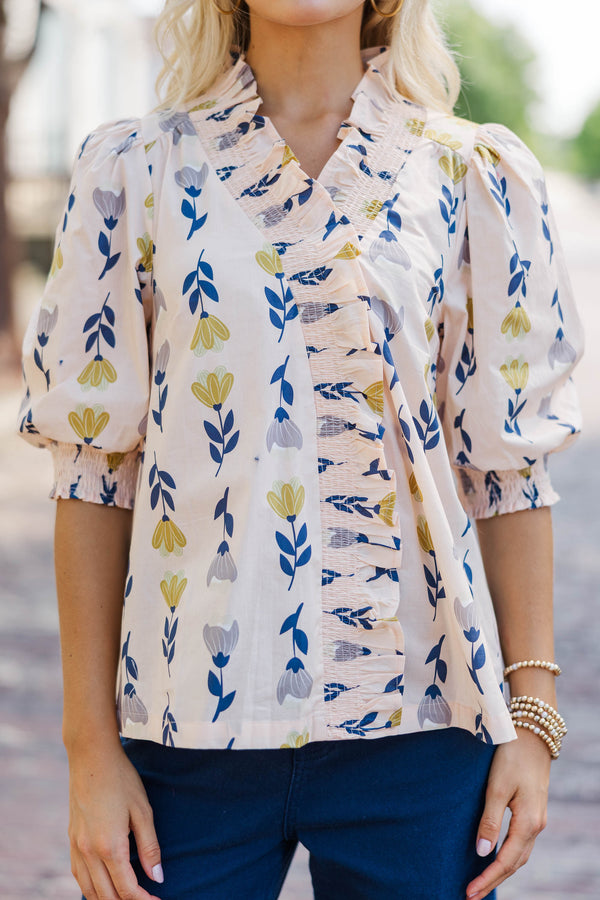 Traces Of Flora Cream Floral Blouse