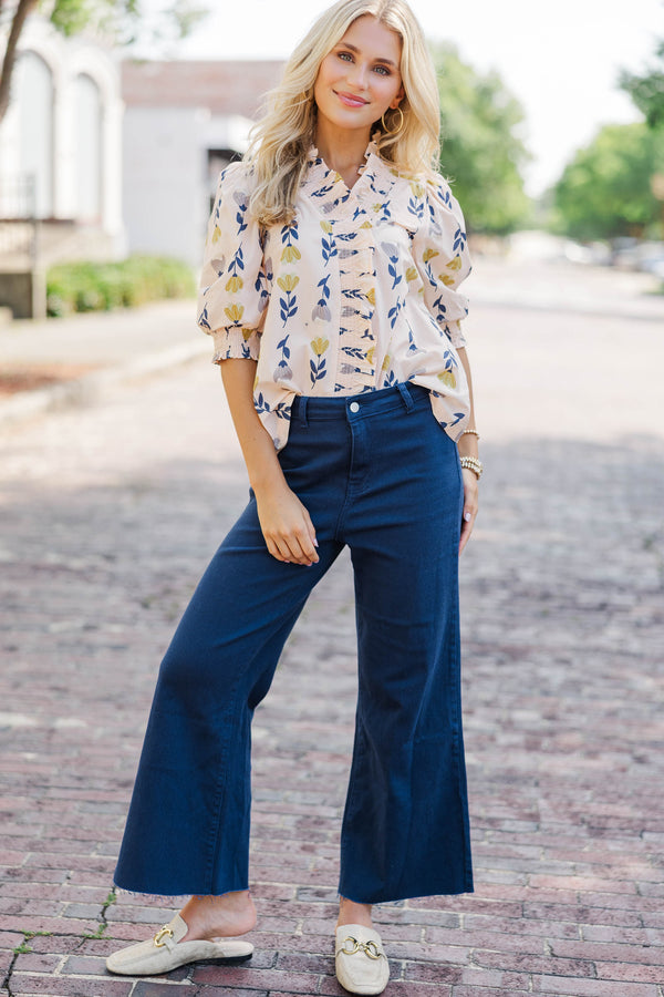 Traces Of Flora Cream Floral Blouse