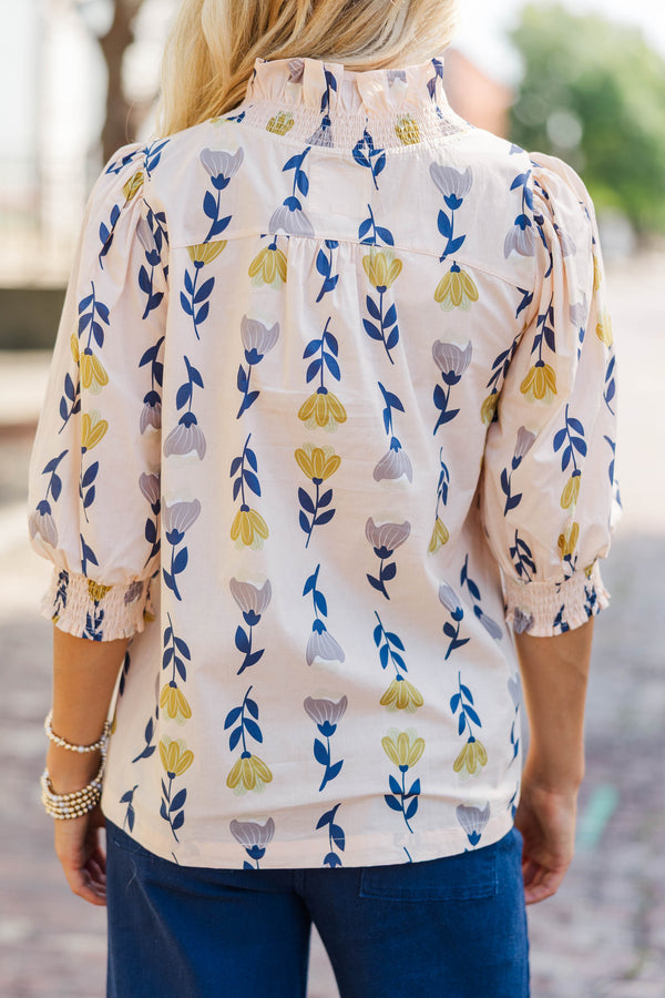 Traces Of Flora Cream Floral Blouse