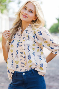 Traces Of Flora Cream Floral Blouse