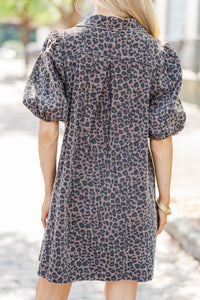 Hear My Roar Brown Leopard Print Dress