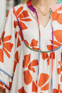 Sugar & Spice Rust Floral Babydoll Dress