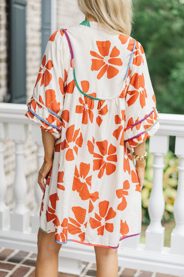 Sugar & Spice Rust Floral Babydoll Dress