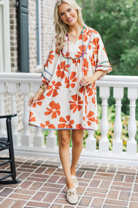 Sugar & Spice Rust Floral Babydoll Dress