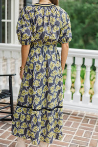 Golden Hour Glow Black Floral Dress