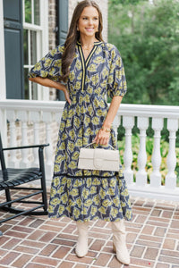 Golden Hour Glow Black Floral Dress