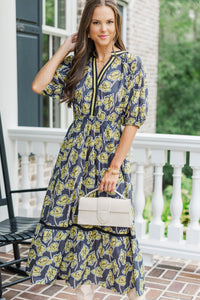 Golden Hour Glow Black Floral Dress