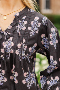 Chase The Light Black Ditsy Floral Blouse