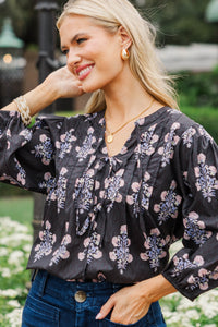 Chase The Light Black Ditsy Floral Blouse