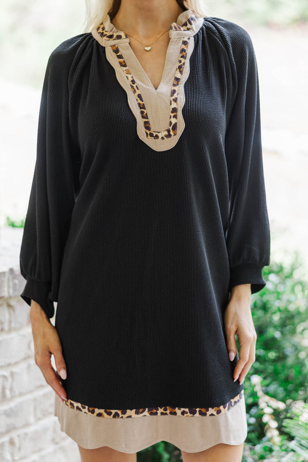 Quiet Moments Black Leopard Lined Dress