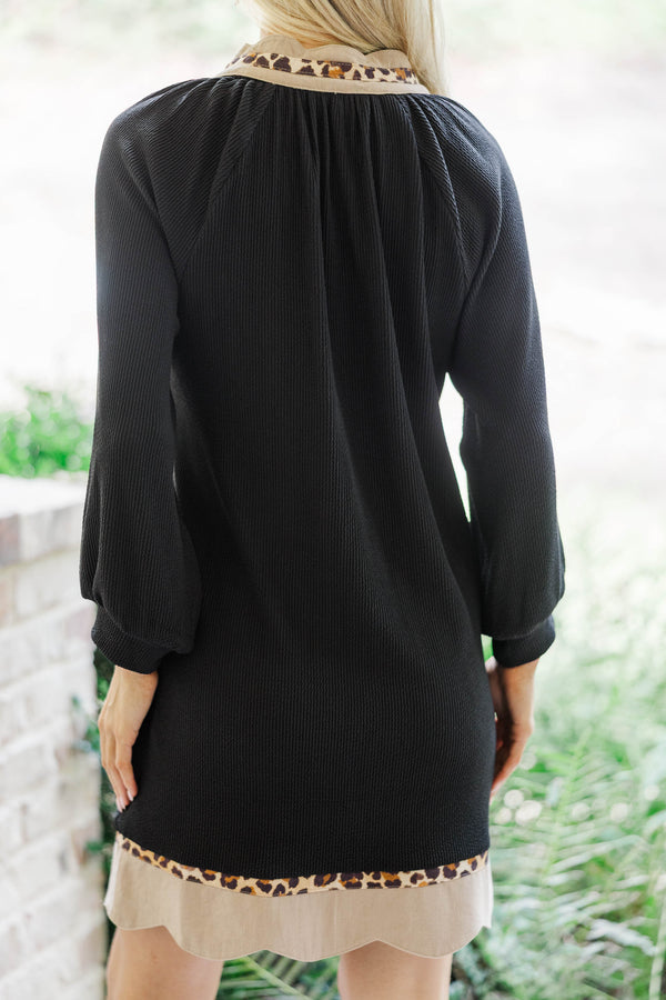 Quiet Moments Black Leopard Lined Dress