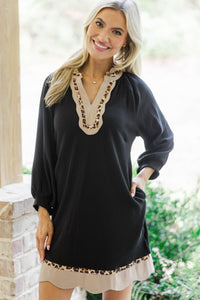 Quiet Moments Black Leopard Lined Dress