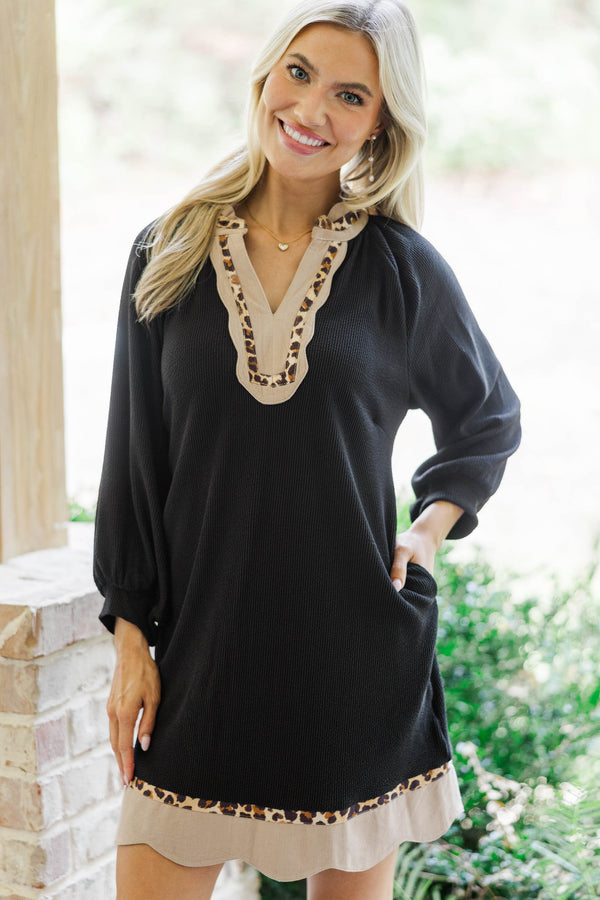 Quiet Moments Black Leopard Lined Dress