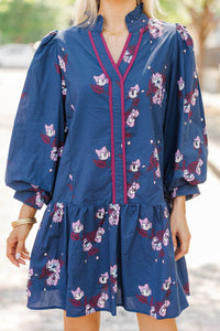 Drawn In Details Navy Floral Dress