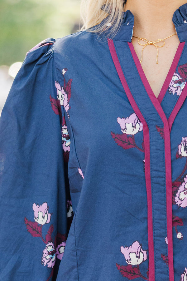 Drawn In Details Navy Floral Dress