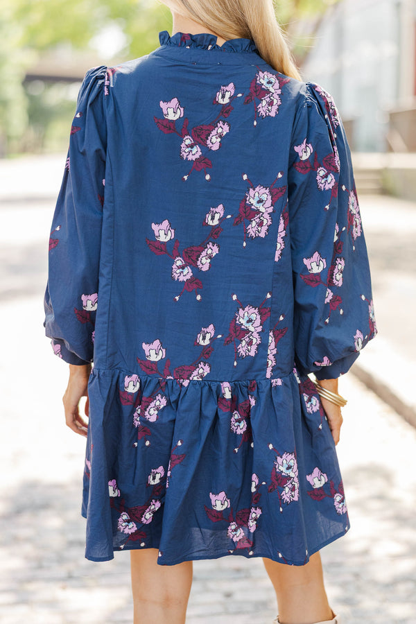 Drawn In Details Navy Floral Dress