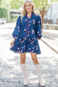 Drawn In Details Navy Floral Dress