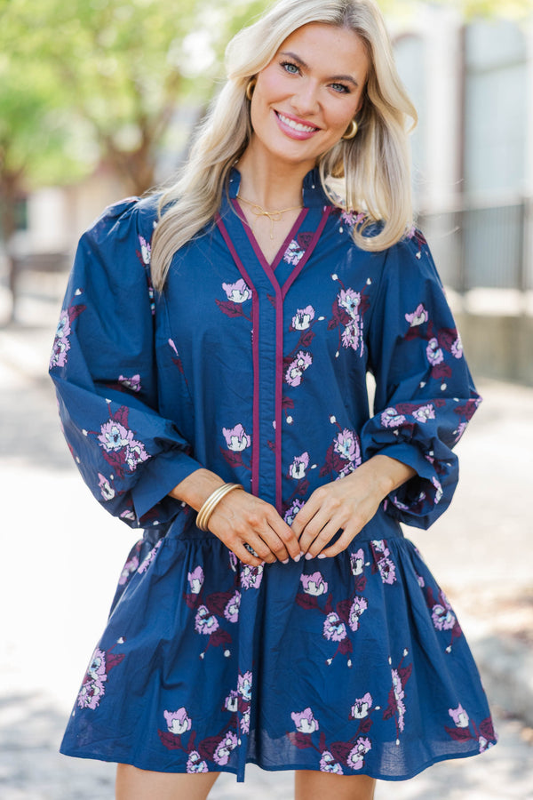 Drawn In Details Navy Floral Dress