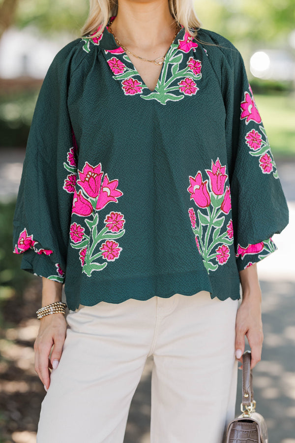 Hem Of The Hollow Green Medallion Blouse
