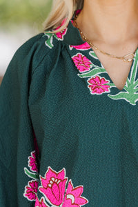 Hem Of The Hollow Green Medallion Blouse