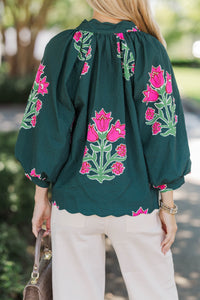 Hem Of The Hollow Green Medallion Blouse