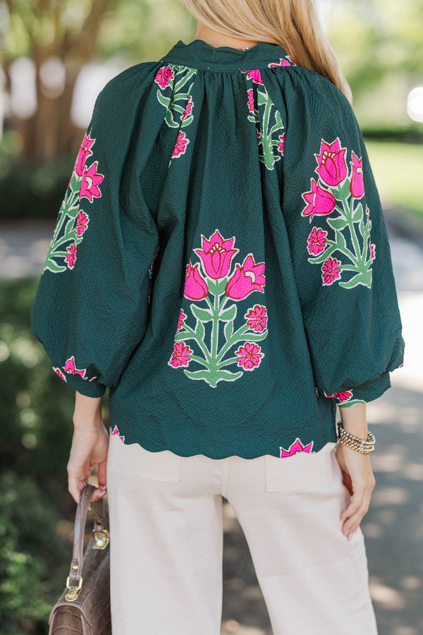 Hem Of The Hollow Green Medallion Blouse