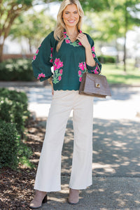 Hem Of The Hollow Green Medallion Blouse