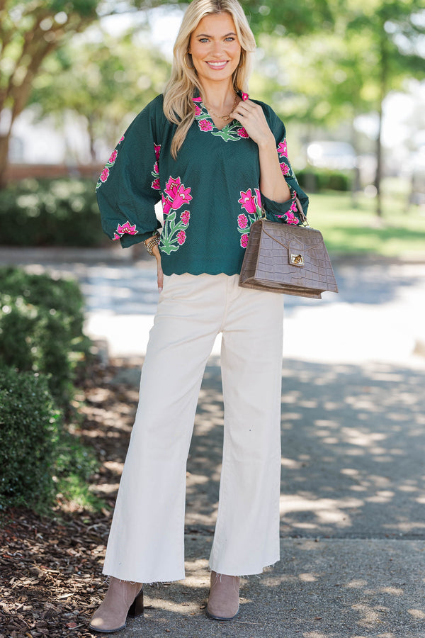 Hem Of The Hollow Green Medallion Blouse