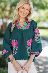 Hem Of The Hollow Green Medallion Blouse