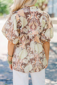 Remember The Moment Brown Floral Blouse