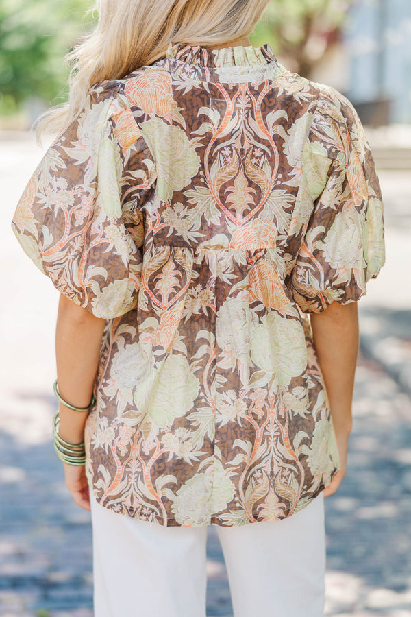 Remember The Moment Brown Floral Blouse