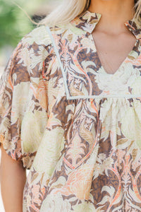Remember The Moment Brown Floral Blouse