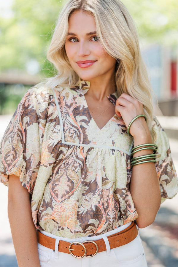 Remember The Moment Brown Floral Blouse