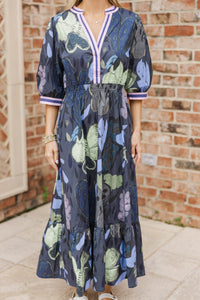 Soft Night Navy Floral Dress