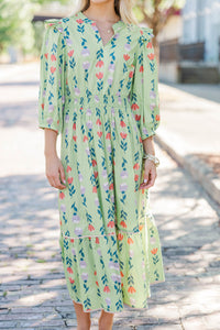 Chasing Grace Sage Floral Midi Dress