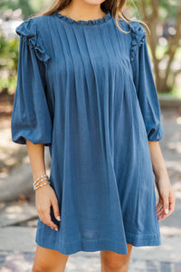 Love Is Free Blue Ruffle Sleeve Dress