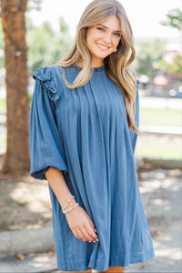 Love Is Free Blue Ruffle Sleeve Dress