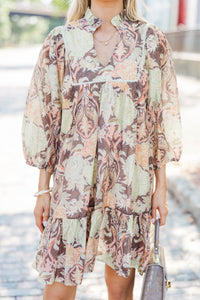 Twirl Me Forever Brown Floral Dress