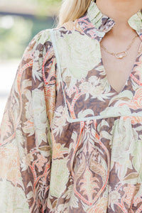 Twirl Me Forever Brown Floral Dress