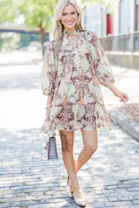 Twirl Me Forever Brown Floral Dress