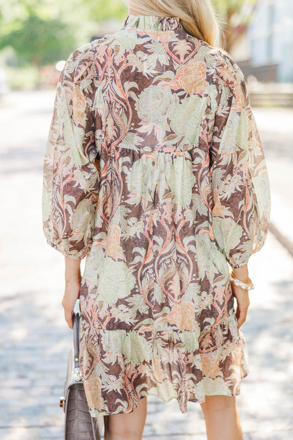 Twirl Me Forever Brown Floral Dress