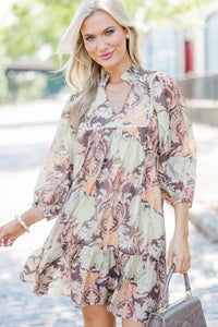 Twirl Me Forever Brown Floral Dress