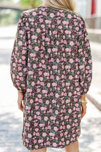 Chestnut Blossoms Brown Floral Dress