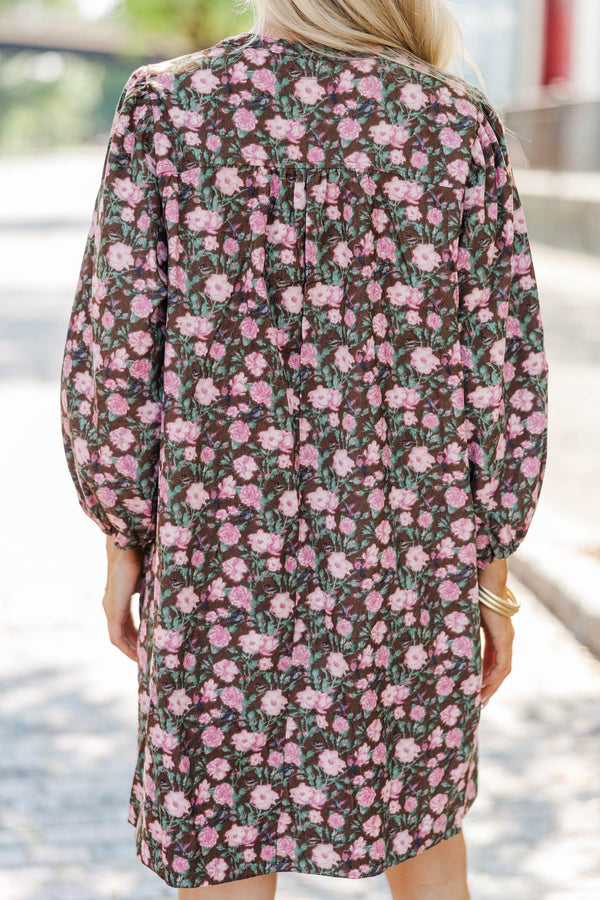 Chestnut Blossoms Brown Floral Dress